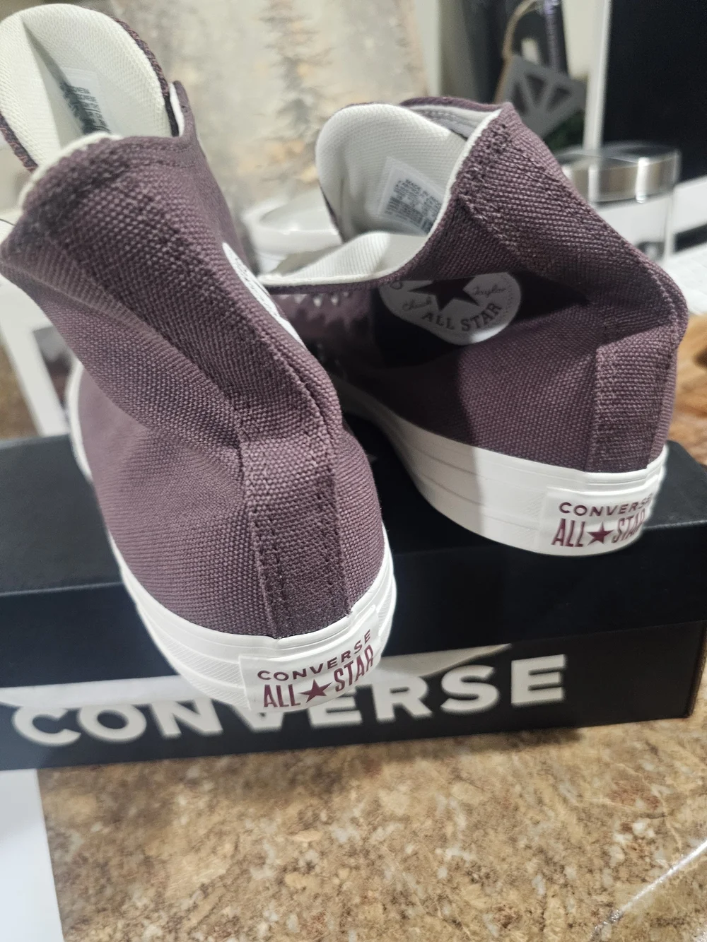 Converse High-Top Sneakers in Deep Maroon and White